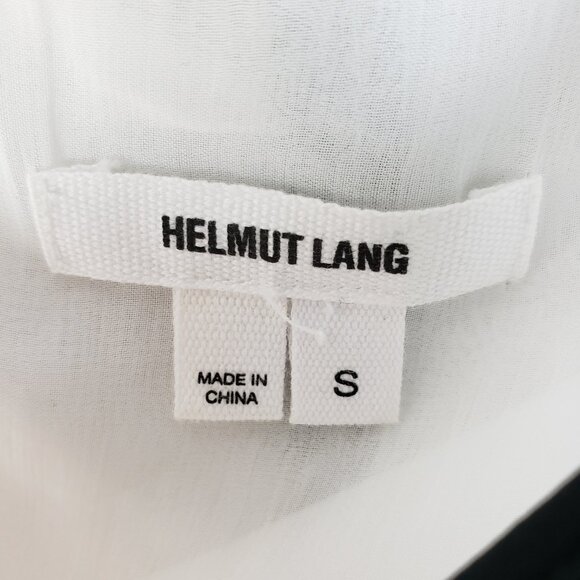 Helmut Lang Double Layered Chiffon Tank White Black Longline Minimalist size S - Picture 6 of 15